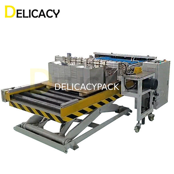 Stacker automatico per l'accumulo automatico di pezzi bianchi di corpi che escono dal secondo funzionamento di un taglierino duplex